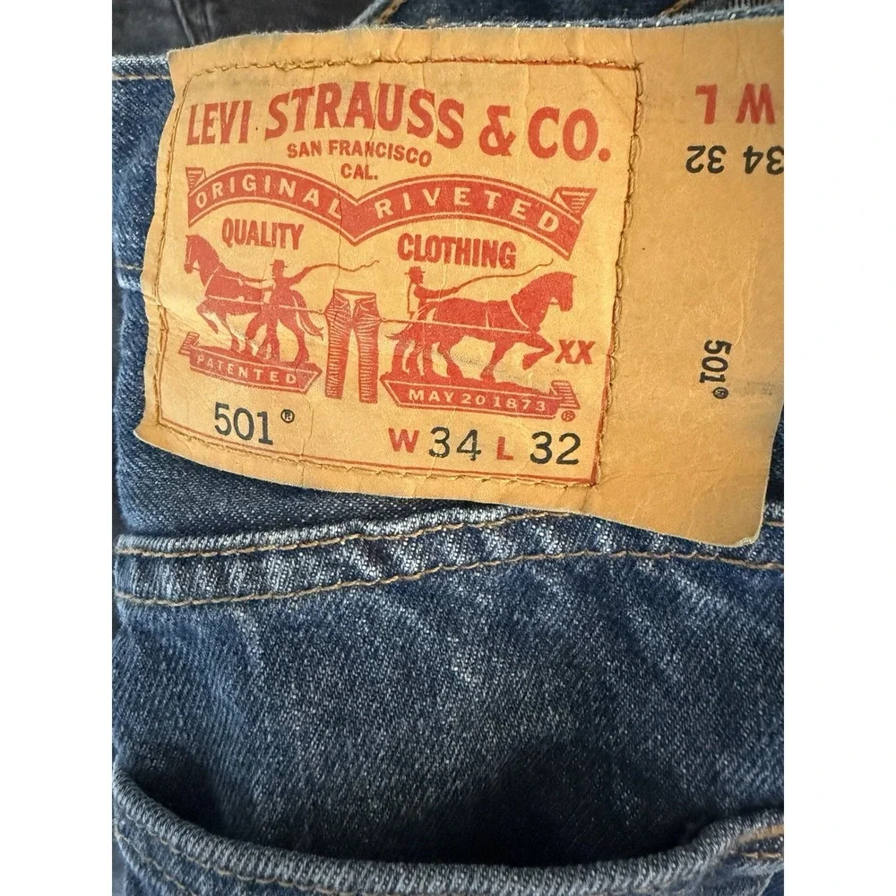Levi's 501 Original Fit Jeans‎ Men's Actual Size 32x30 Medium Wash Whiskered